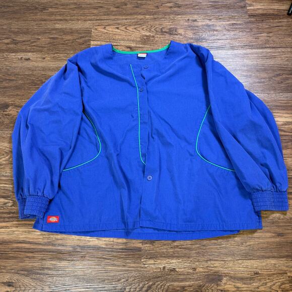 VTG Dickies blue long sleeve button up utility workwear nurse scrubs top wms XL - Picture 1 of 6